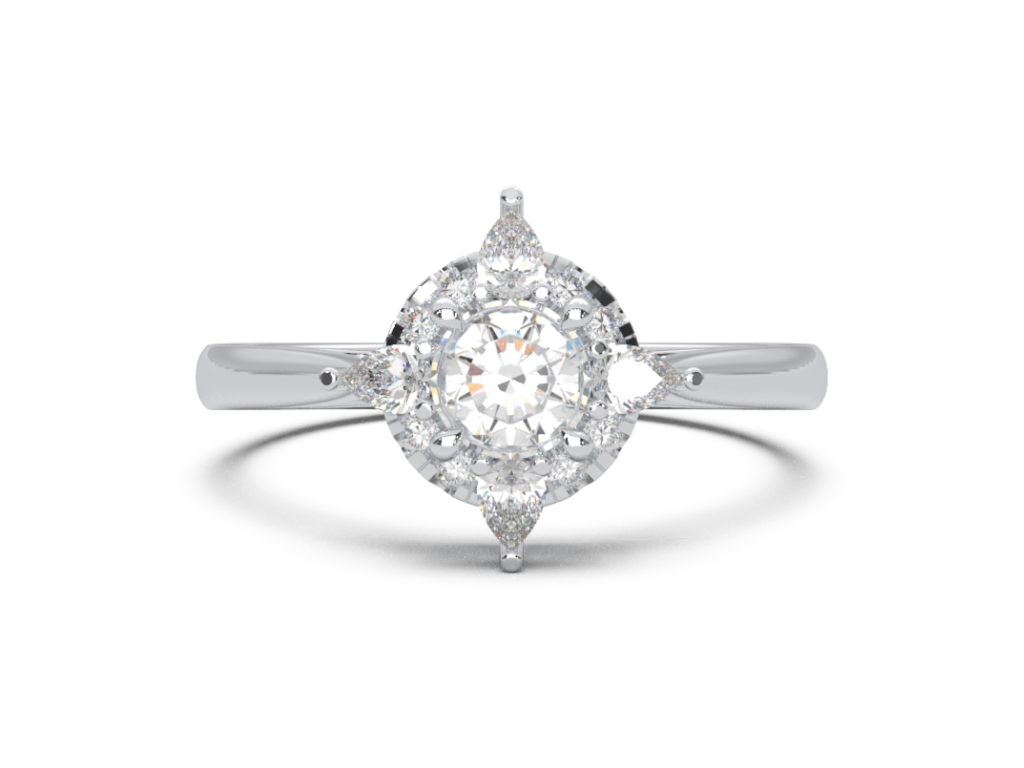 Starburst Diamond Halo Ring