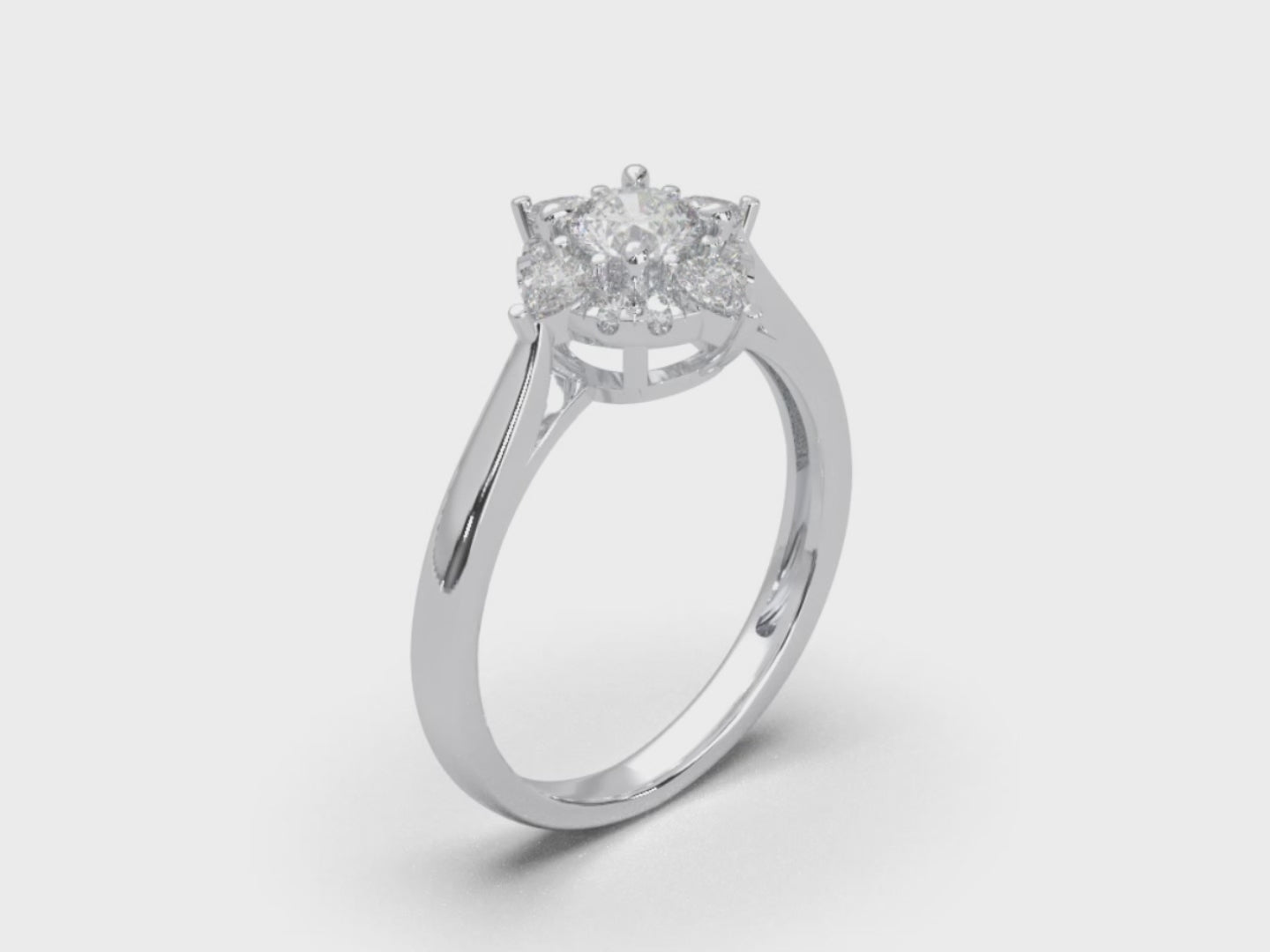 Starburst Diamond Halo Ring